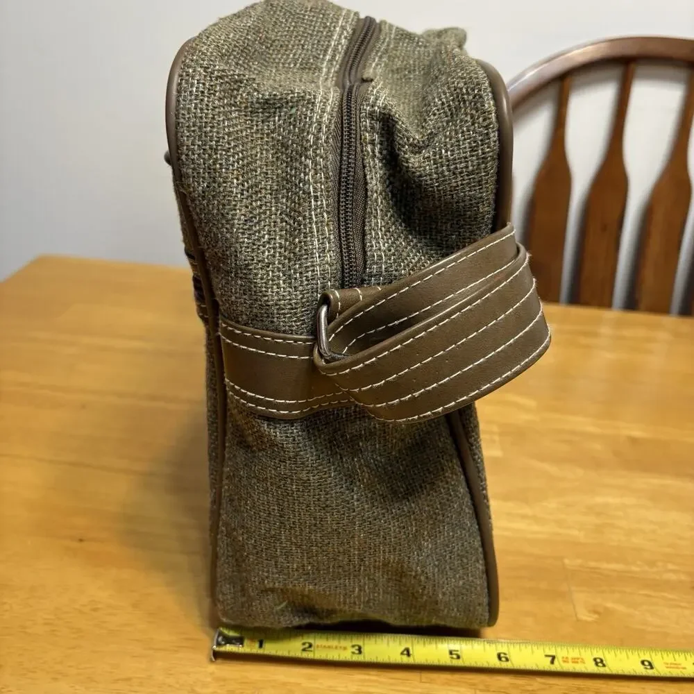 Jordache Tweed Carry On Overnight Bag Tote Luggage Weekender 15.5x11.5x6 Vintage